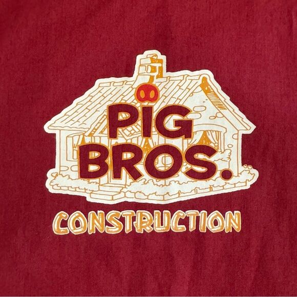 Disney Three Little Pigs Pig Bros Construction Button Up Shirt Top Size L - Picture 4 of 7